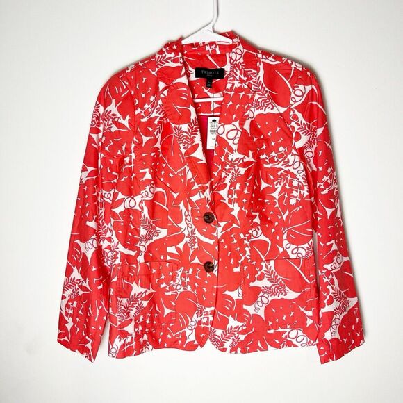 Talbots Jackets & Blazers - NWT Talbots CASUAL COTTON BLAZER - TROPICAL PINEAPPLE Orange White 6​